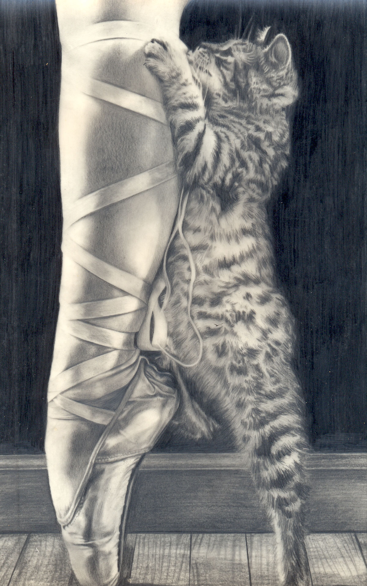 Two Dancers Cat and ballerina art